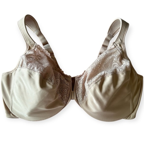 Glamorise bra beige with lace women’s size 44DD - Picture 2 of 12